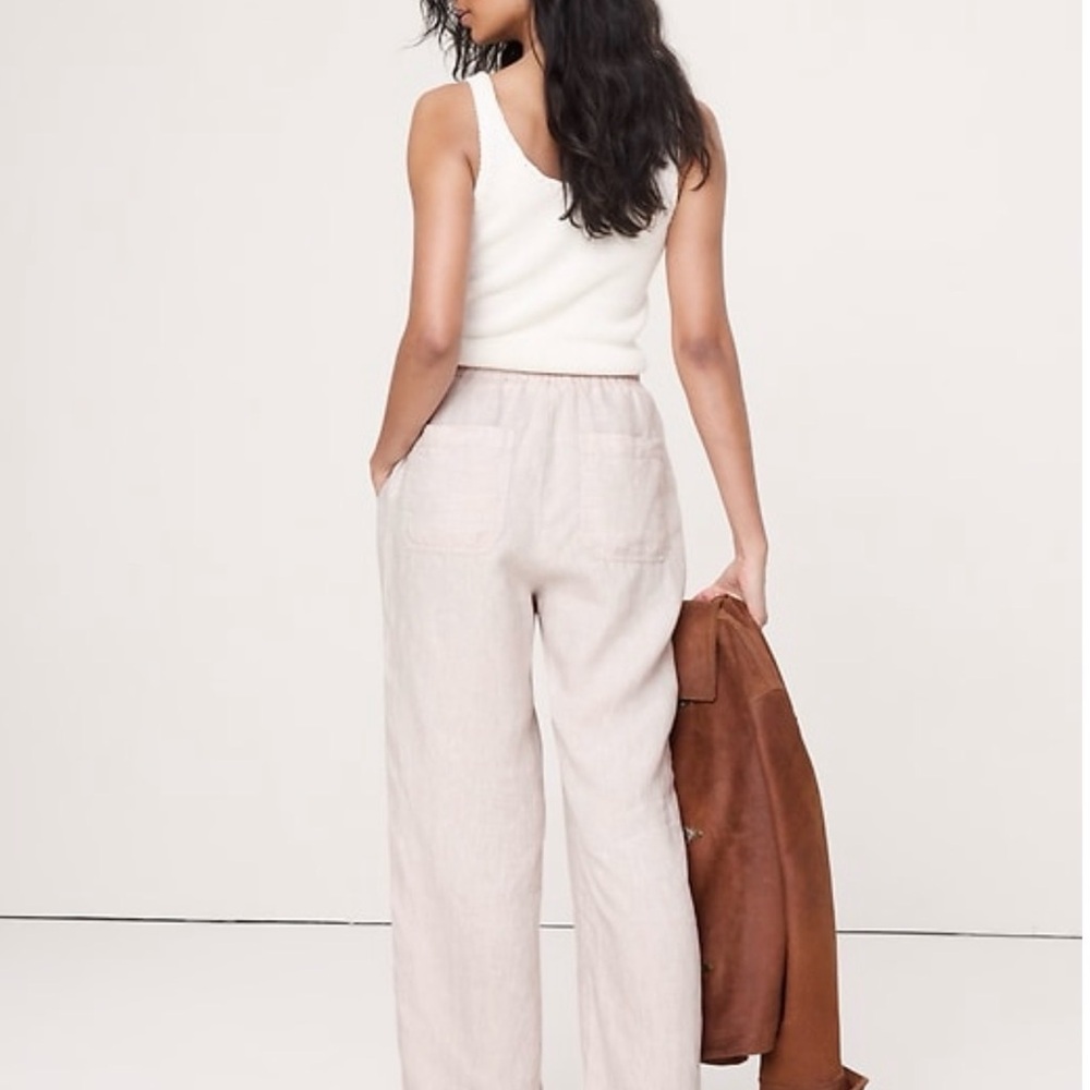 Banana Republic The Getaway straight leg linen pants M - Picture 4 of 10